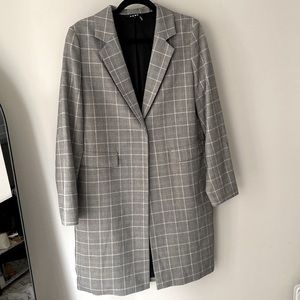 DKNY longline grey plaid blazer jacket